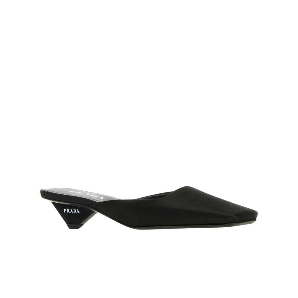 Prada - Black Satin Mules Loafers - IT 38.5 - Picture 4 of 9